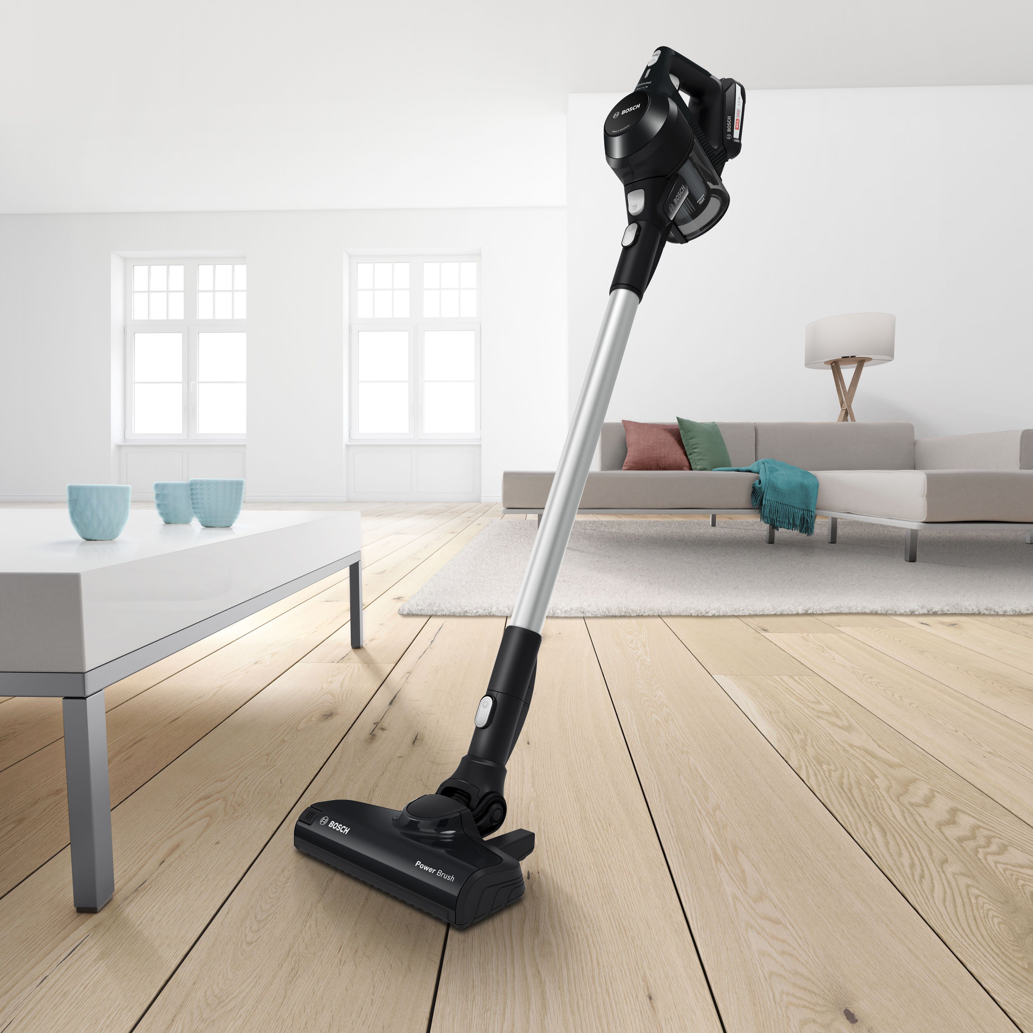 BOSCH Akku-Hand-und Stielstaubsauger Unlimited Serie 6 BLS612BLCK, beutellos, inkl. 2 Akkus, Hygiene-Filter, alle Bodenartenlange lange Laufzeit