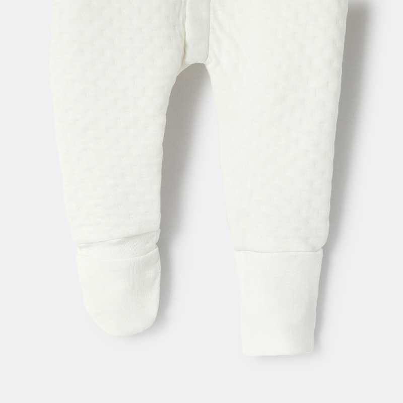 Pyjama pieds et mains amovibles en molleton reliefé 2 en 1 blanc naissance Absorba