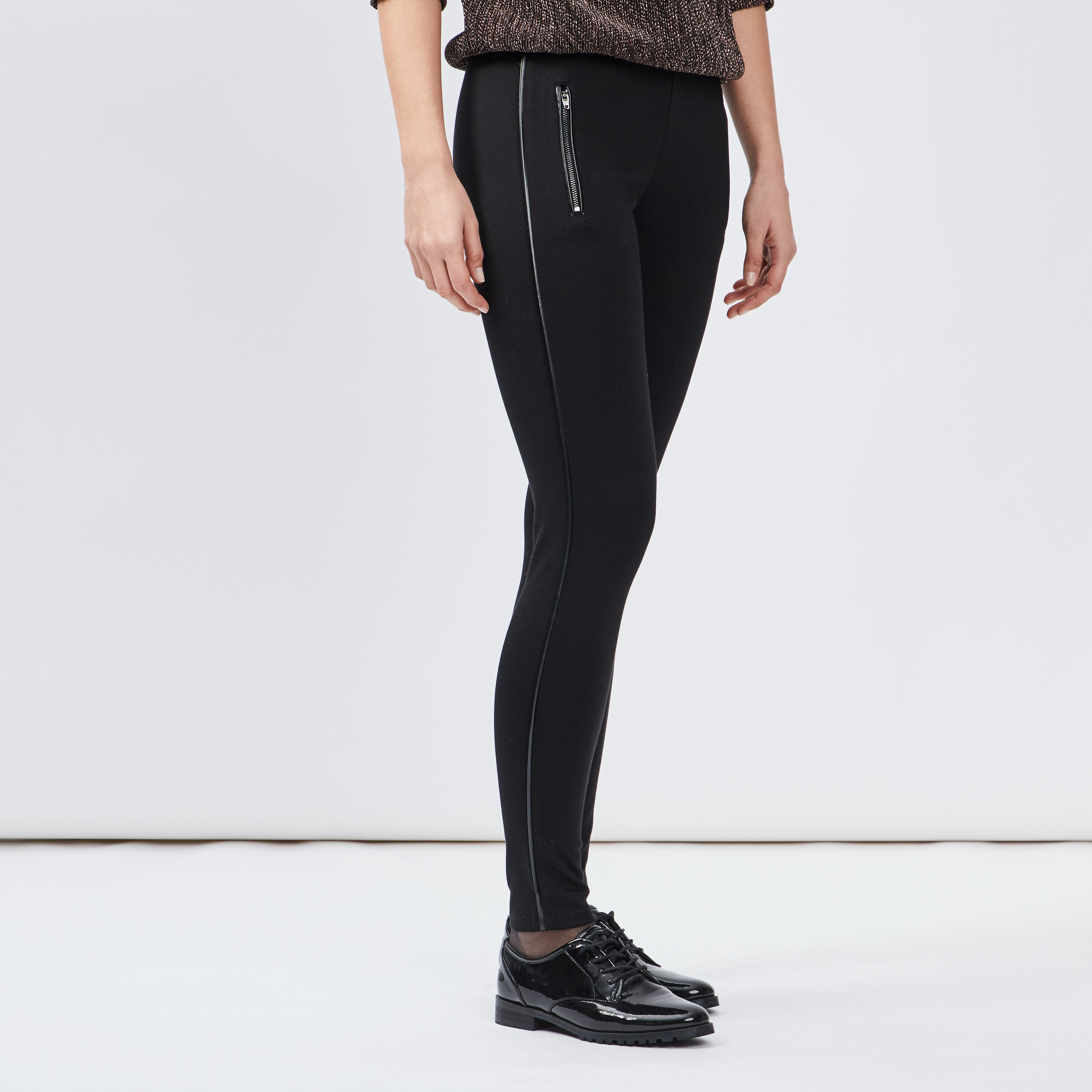 Pantalon legging skinny poche zippée noir femme | La Halle