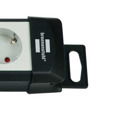 Brennenstuhl 1951560600 Premium-Line Technology Steckdosenleiste 6-fach schwarz/hellgrau 3m H05VV-F 3G1.5 2-fach schaltbar speziell für Adapterstecker