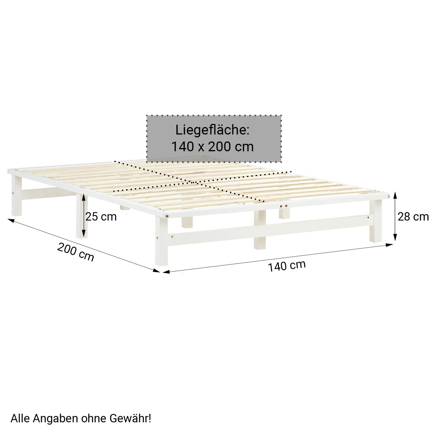 Homestyle4u Holzbett Doppelbett 140x200 mit Bettkasten 2er Set Rollrost