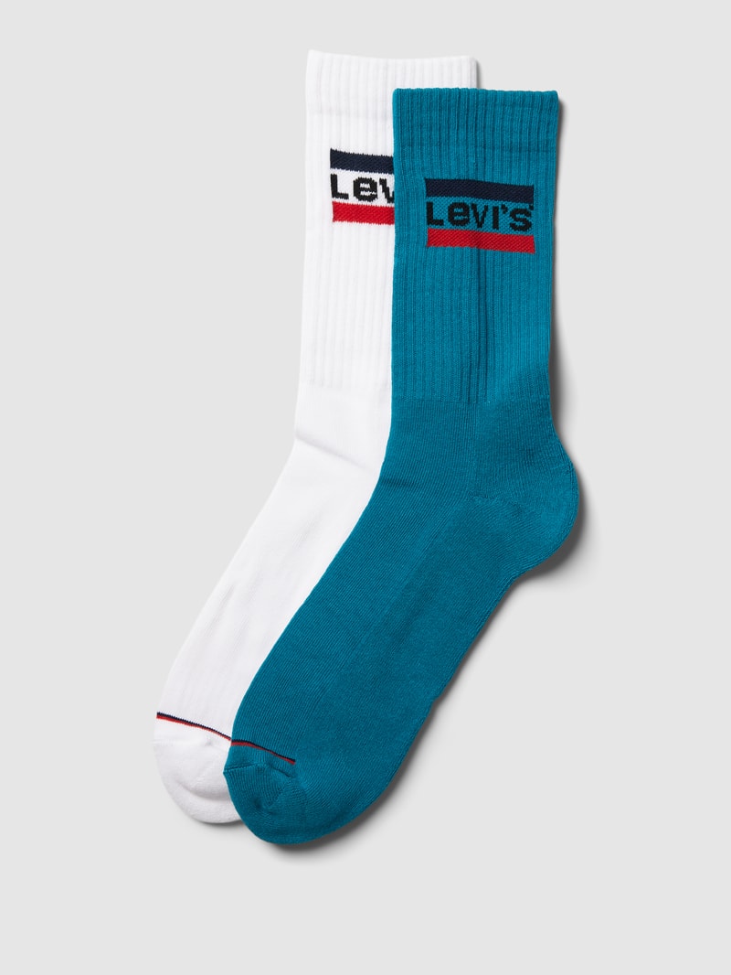 Socken mit Label-Details im 2er-Pack in petrol