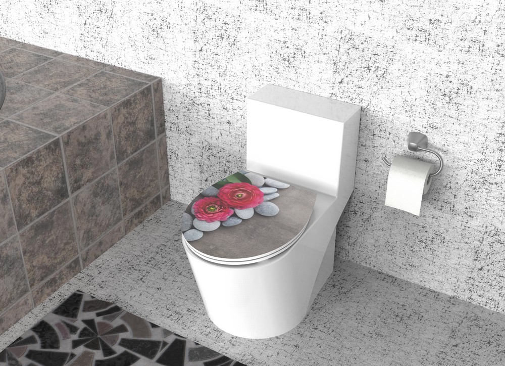 K&H Sanitary Duschwell Duroplast WC-Sitz Water Printing - Steinblume