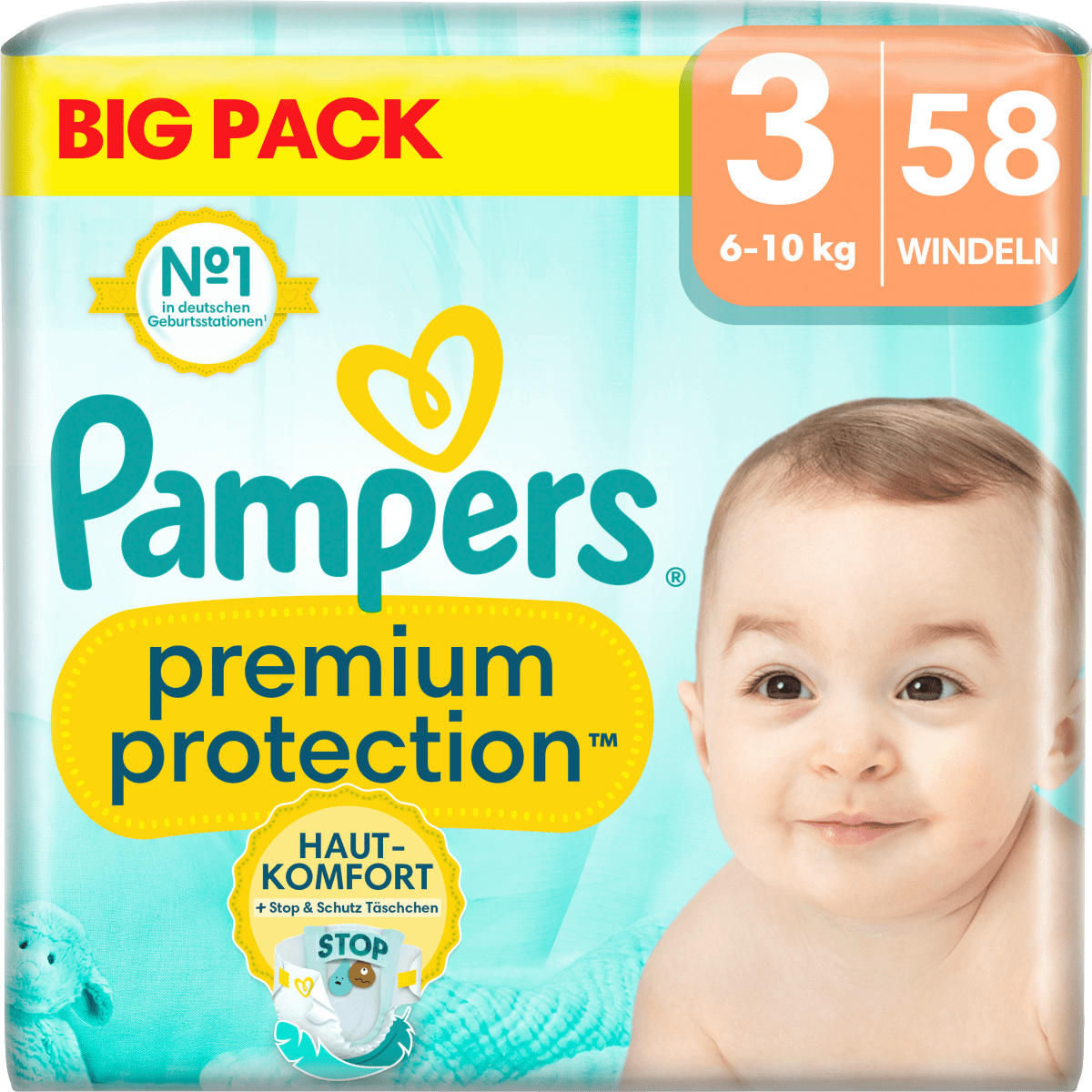 Windeln Premium Protection Gr.3 Midi (6-10kg), Big Pack, 58 St