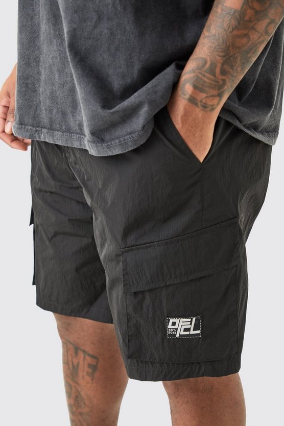 Plus Ofcl Nylon Cargo-Shorts mit elastischem Bund