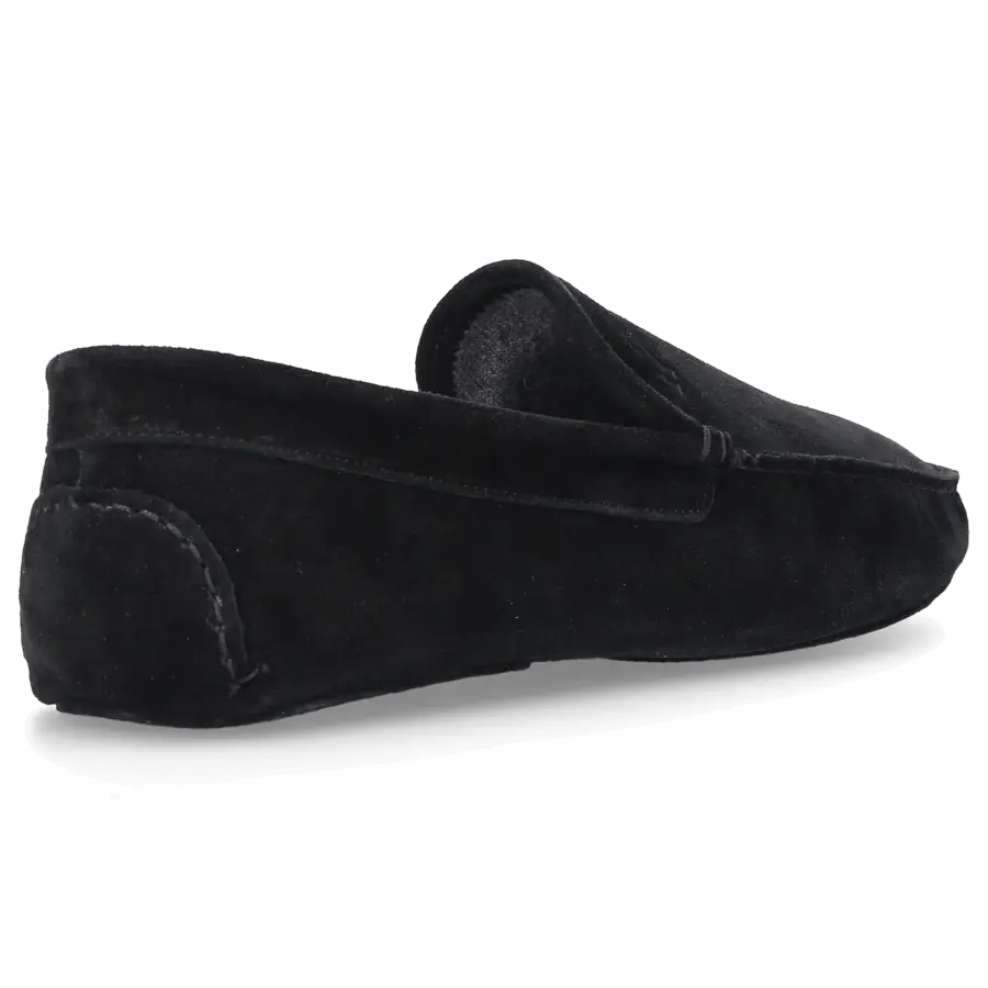 Moreschi - Pantoletten Veloursleder Logo schwarz - schwarz
