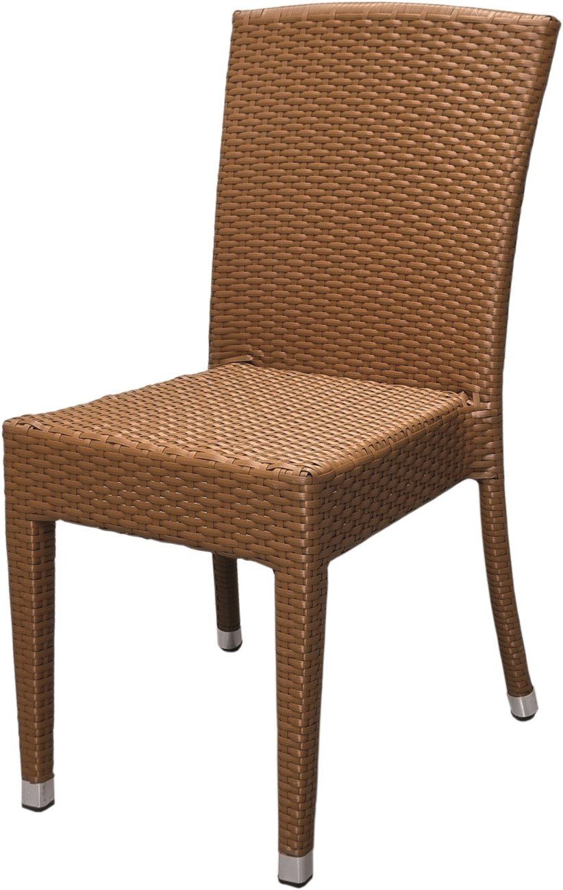 Konway Stapelstuhl MAUI (4 St), 4x KONWAY® MAUI Stapelstuhl Braun Polyrattan Sessel stapelbar