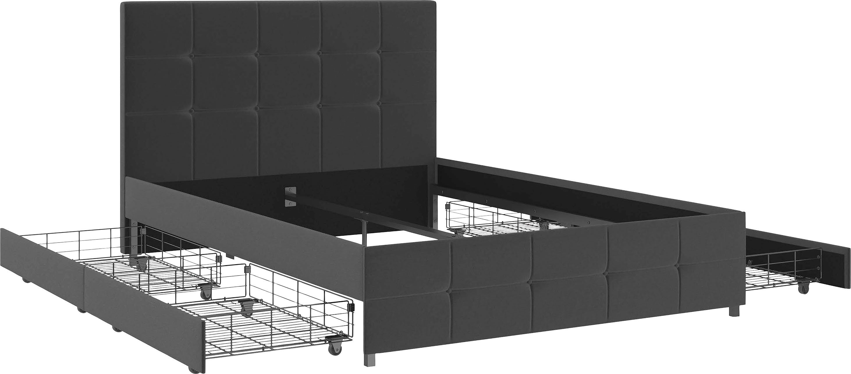 Timbers Stauraumbett Hardwick (1-tlg), mit Knopfheftung, 4 Schubkästen, Liegefläche 140x200 oder 180x200 cm