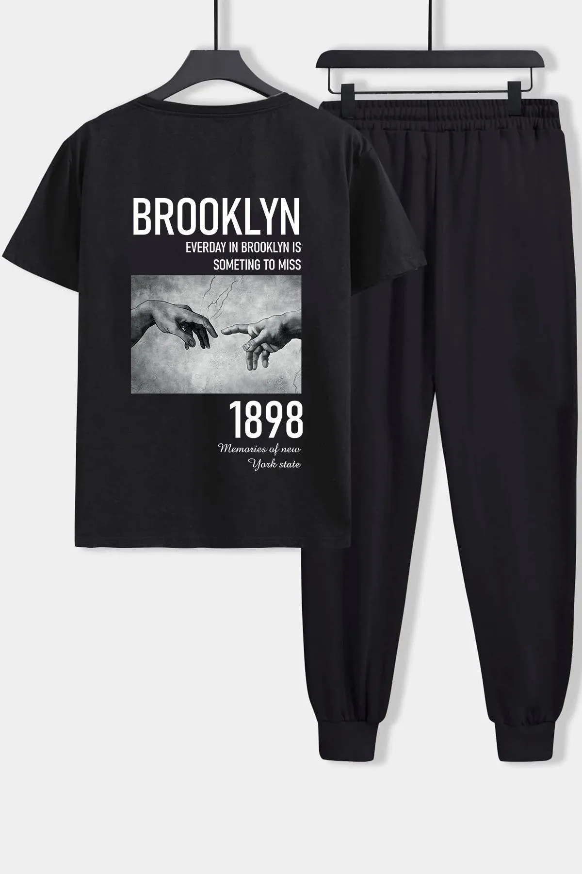 uyguntarz  Bedrucktes zweiteiliges Unisex-Trainingsanzugset „1898 Brooklyn“.