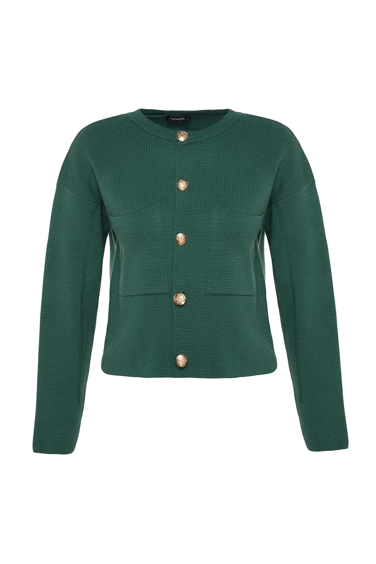 Trendyol Collection  Grüner, weich strukturierter Accessoire-Strick-Cardigan TWOAW24HI00023