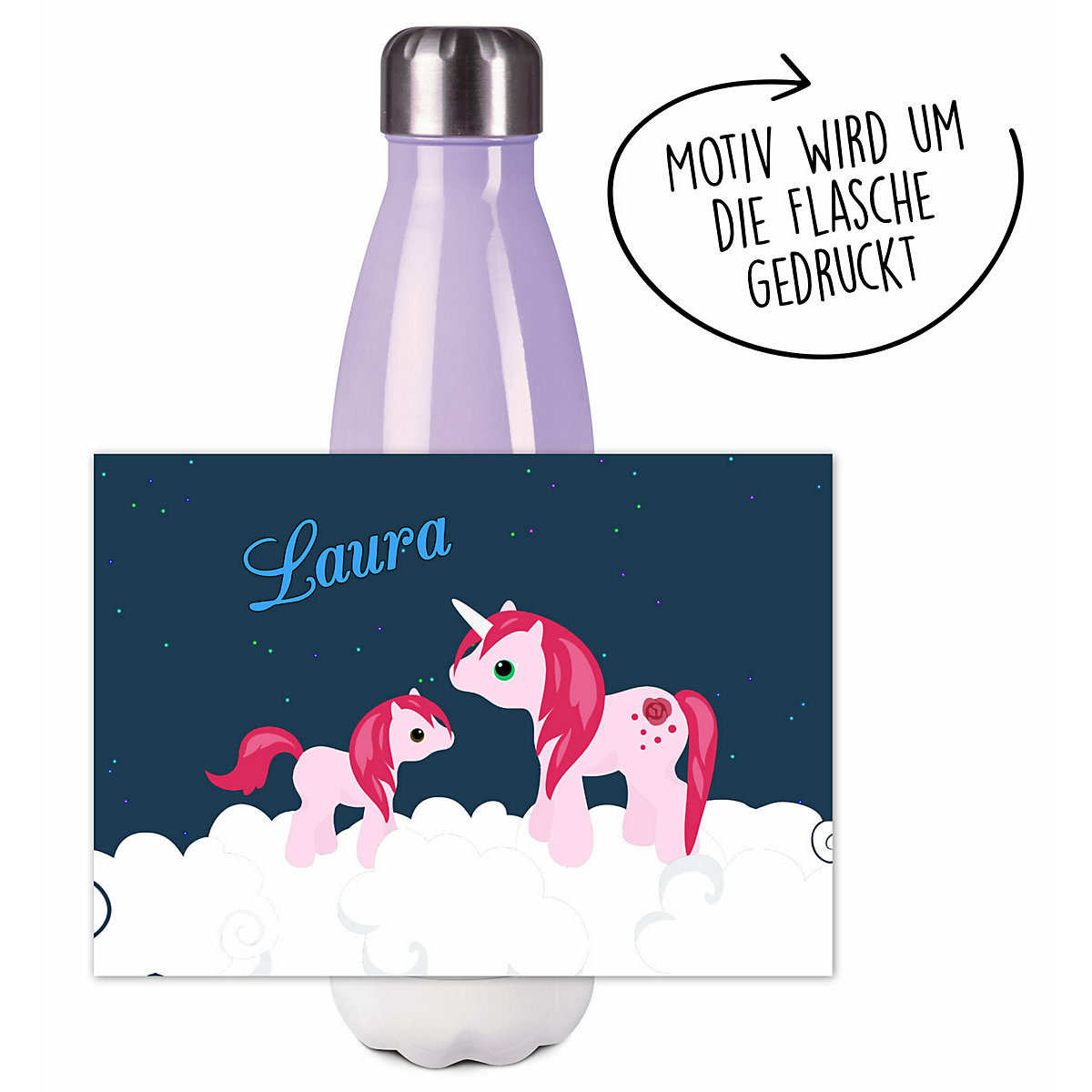 Edelstahl Kinder Thermoflasche / Trinkflasche bunt Einhorn Spülmaschinenfest, Auslaufsicher, Bruchfest, Doppelwandig, Für Heißgetränke geeignet, Mit Deckel, Isoliert