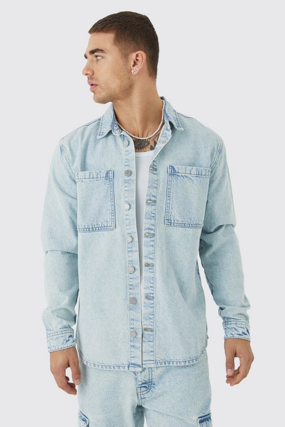 Langärmliges Denim-Overshirt