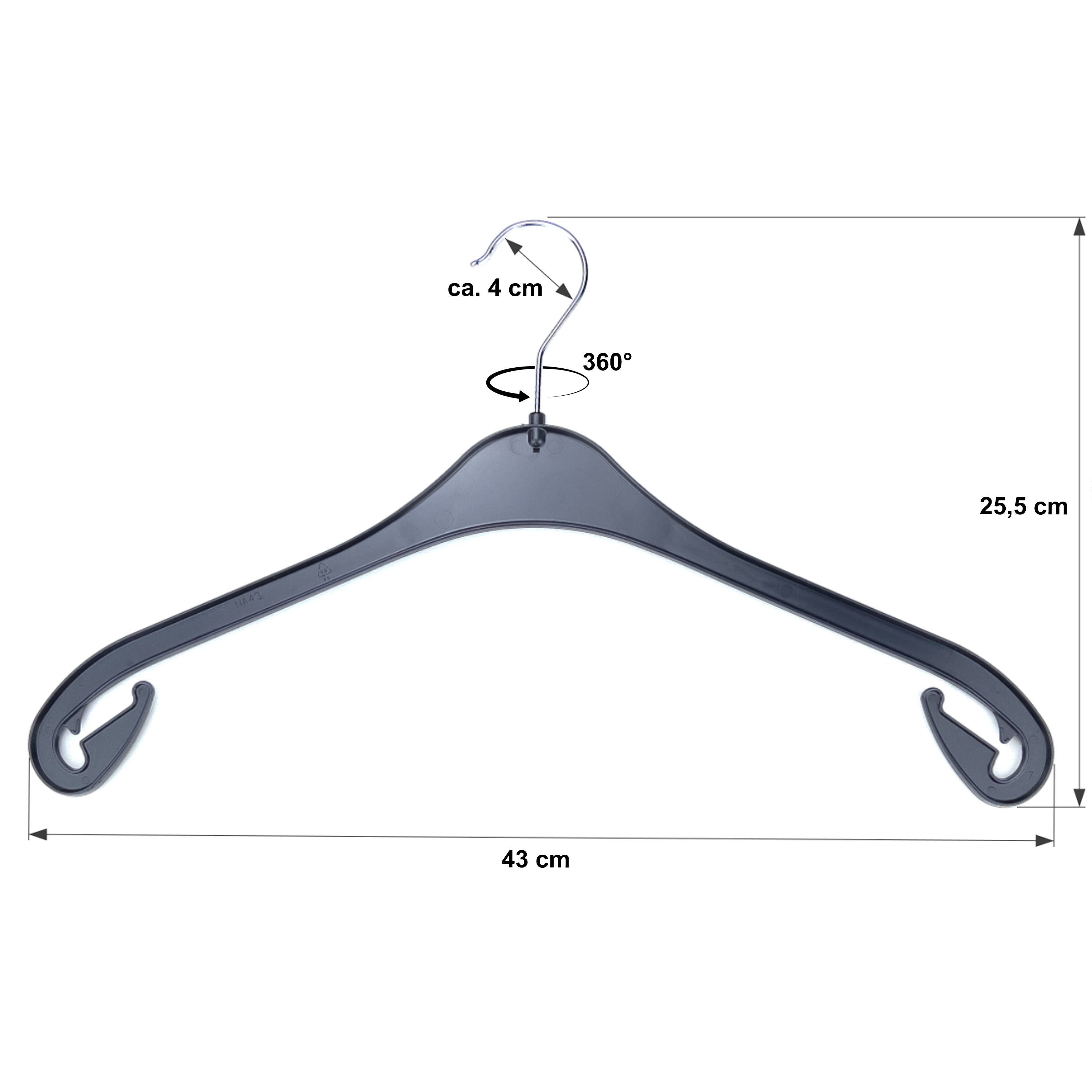 Webwarenhaus Kleiderbügel Kleiderbügel Kunststoff Schwarz 43 cm im 20er Pack, (Spar-Set), Kleiderbügel, 43 cm, drehbarer Haken, Kunststoff