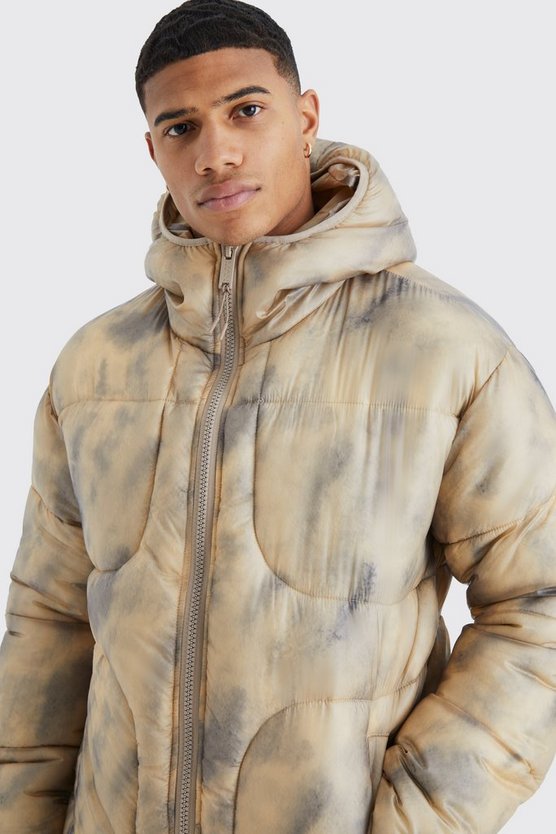 Batik Steppjacke mit Kapuze