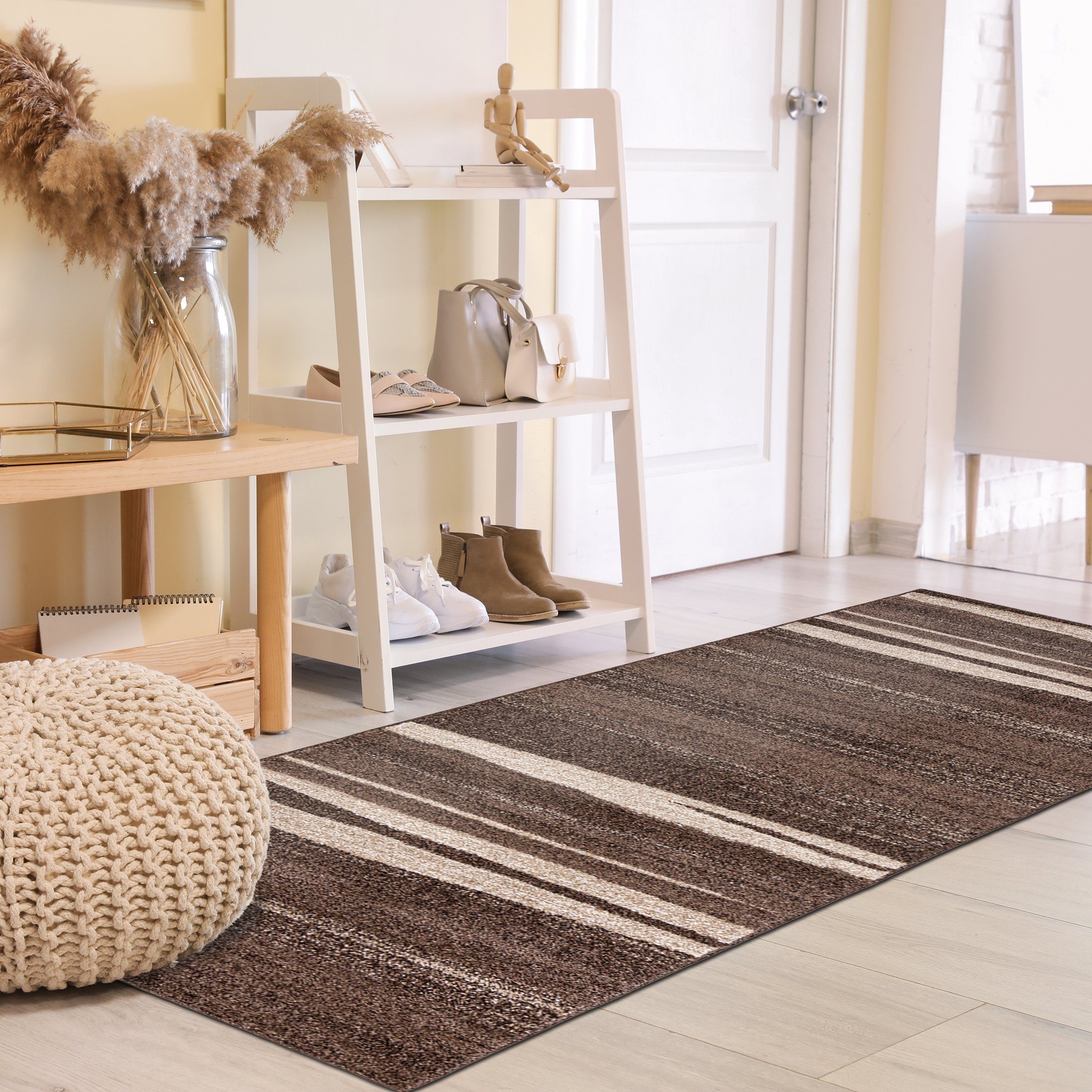 Läufer Läufer Flurläufer Modern für Vorzimmer, Küche - Braun, Mazovia, 70 x 100 cm, Kurzflor, Meterware, Höhe 10 mm, Kurzflor - niedrige Florhöhe