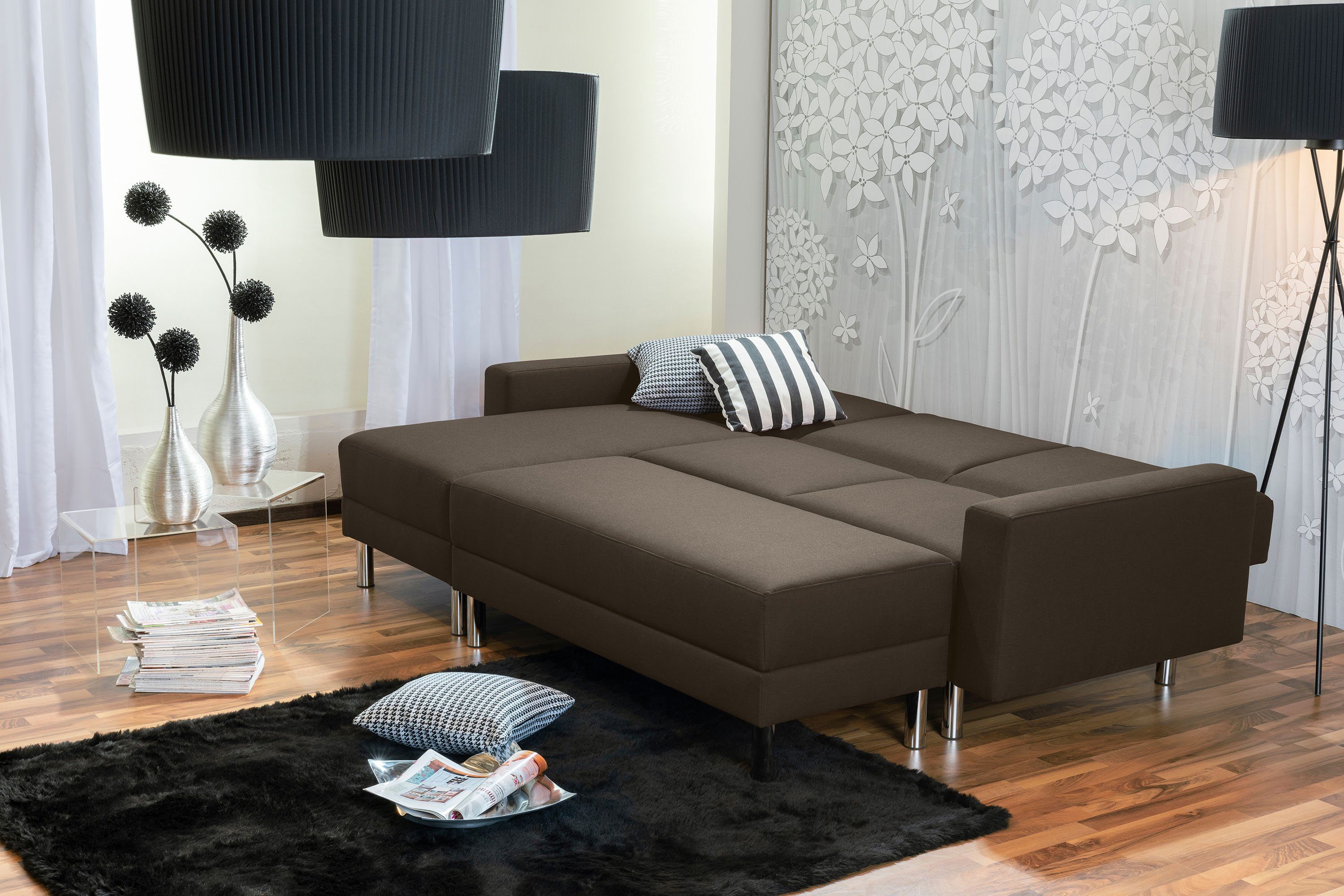 Max Winzer® Loungesofa Just Fashion Funktionssofa Flachgewebe braun, 1 Stück, Made in Germany