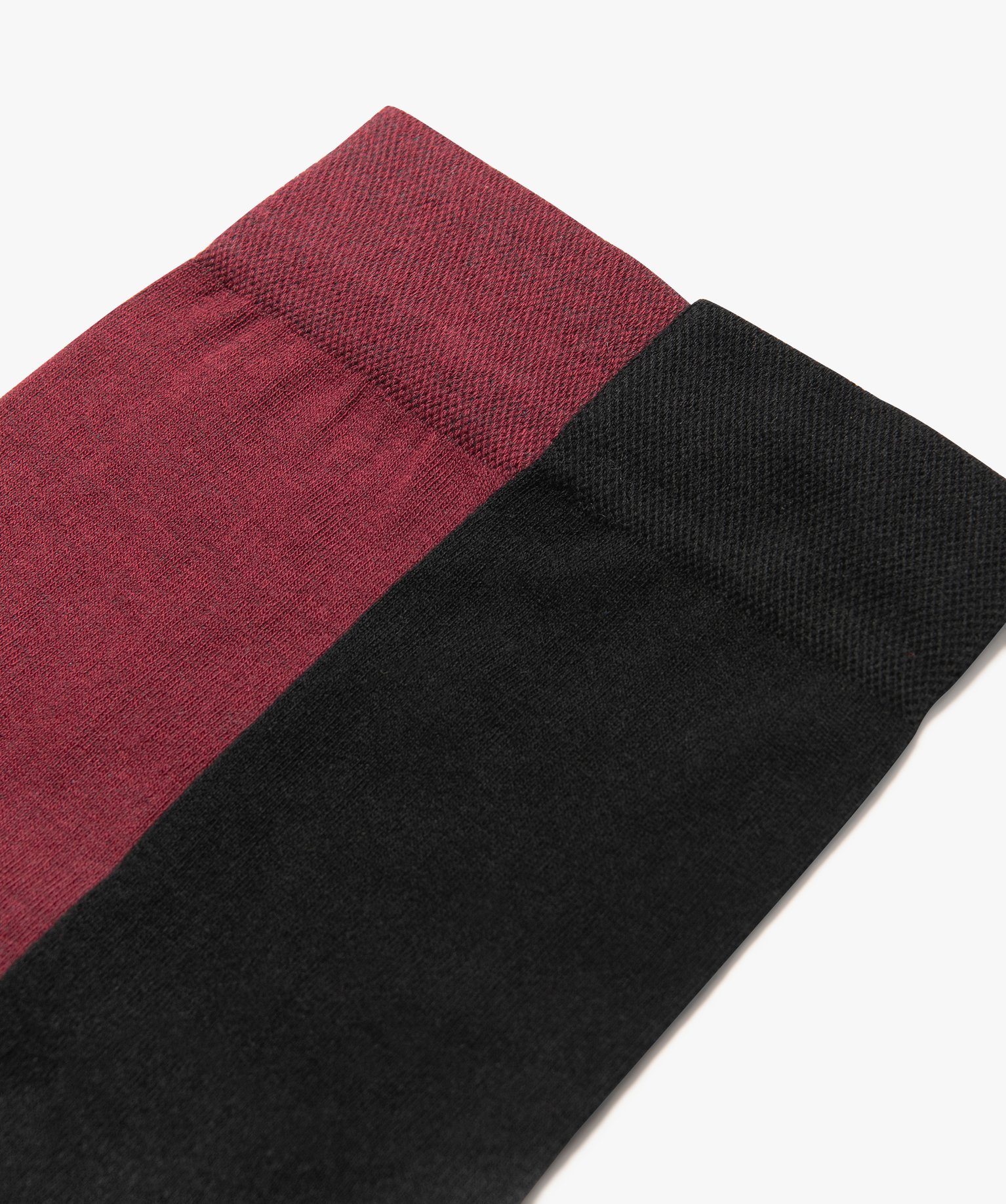 Chaussettes fines tige haute homme (lot de 2) bordeaux | GEMO