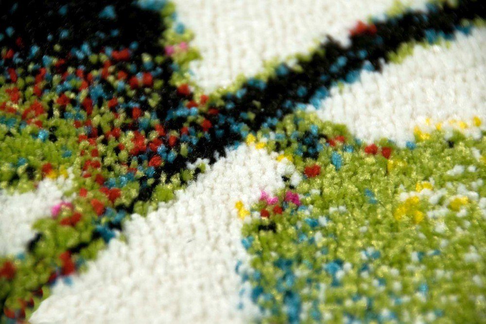Teppich Moderner Teppich Kurzflor Wohnzimmerteppich Blumen Blüten bunt rot grün türkis, Carpetia, rechteckig, Höhe: 13 mm