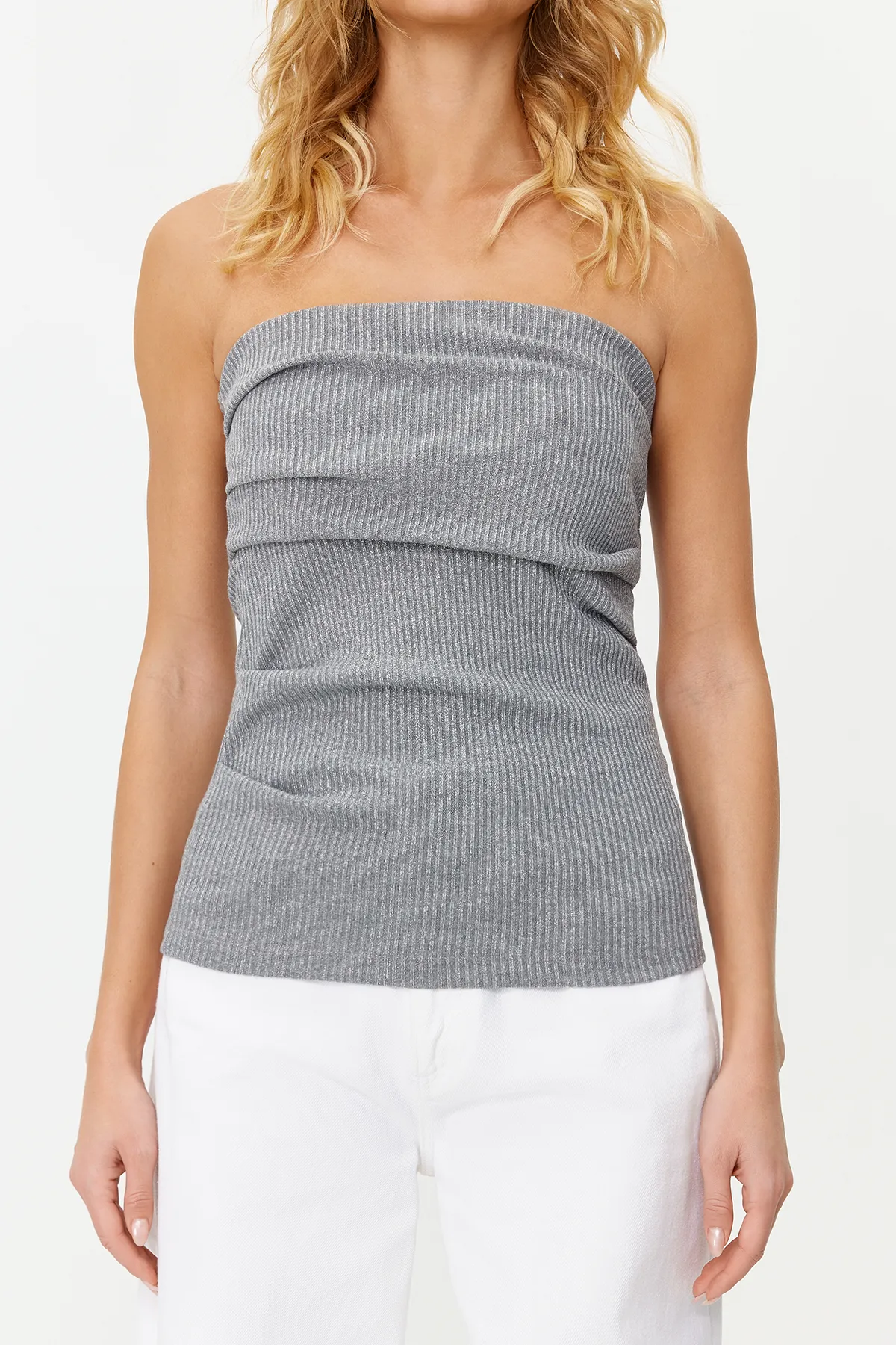 Trendyol Collection  Graue Strickbluse TWOSS24BZ00136