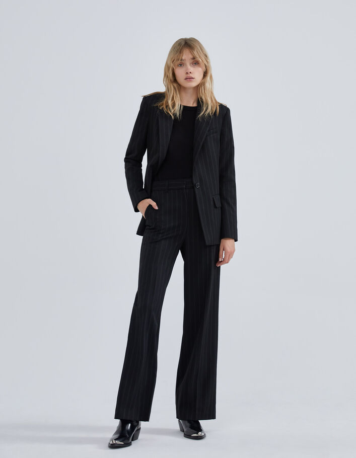 Cardigan noir réversible tricot et dentelle Femme