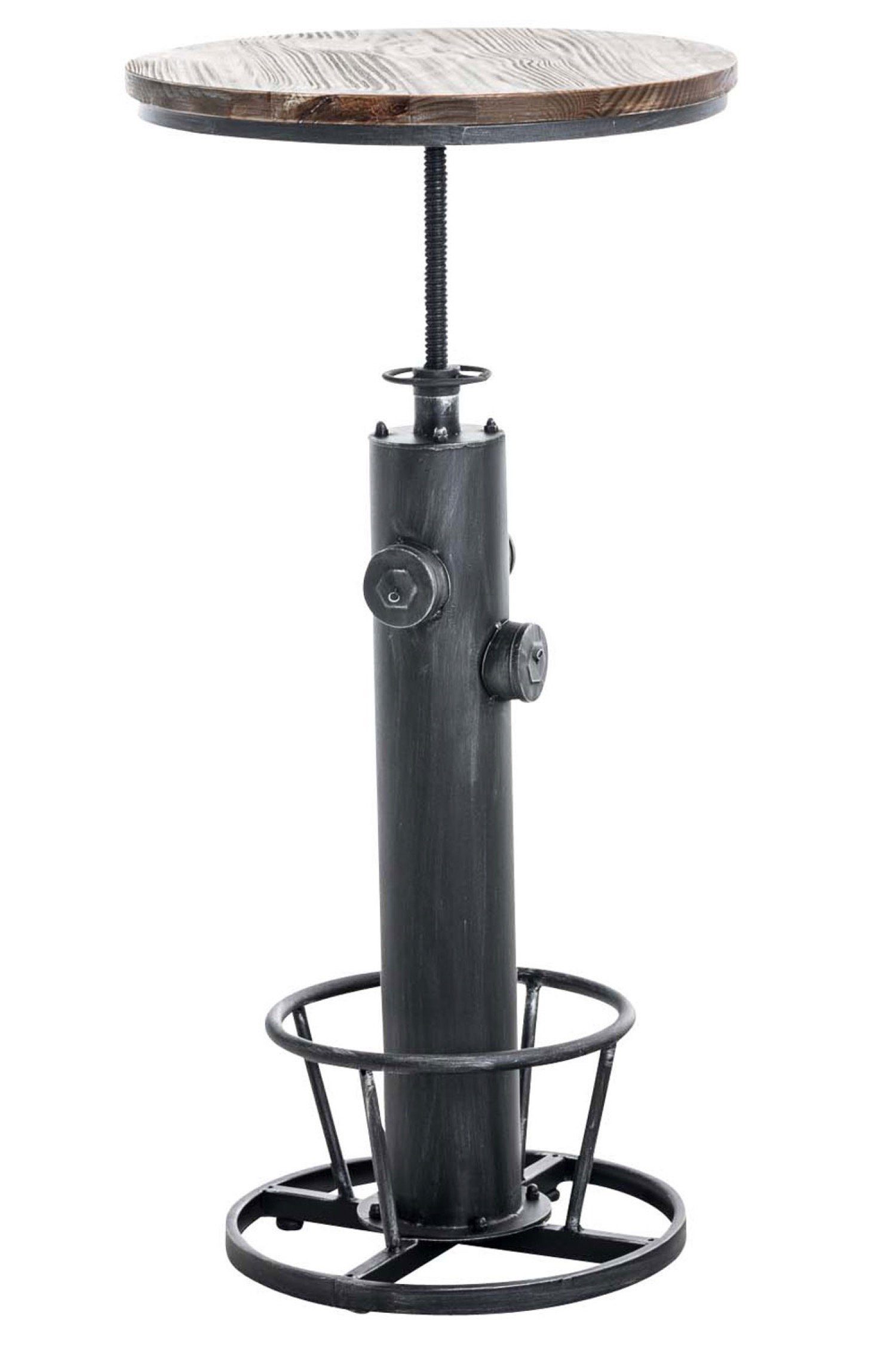 TPFLiving Stehtisch Ruhne - Bartisch für Küche, Esszimmer, Wohnzimmer, Balkon, Terrasse (Bistrotisch mit Kiefernholz-Tischplatte - Durchmesser: 60 cm, 1-St., Höhenverstellbarer Stehtisch mit Stahlgestell), Maße (BxLxH): 60 x 60 x 100cm - Gewicht 15 k