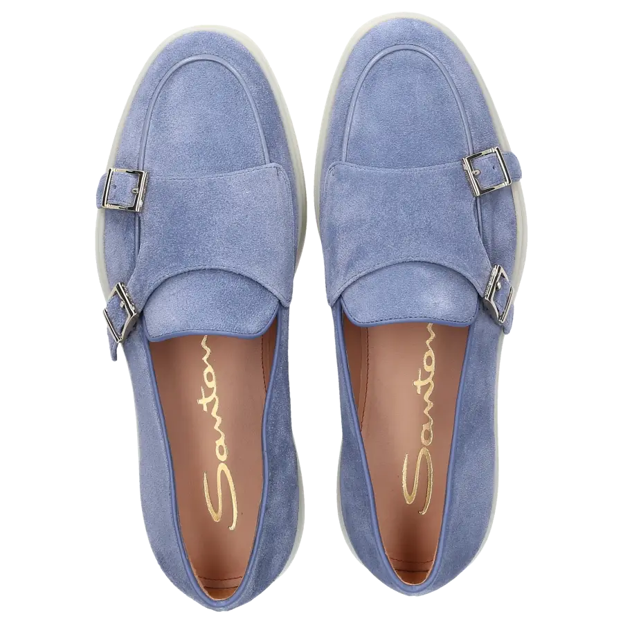 Santoni - Monk Schuhe 59194 Veloursleder - blau