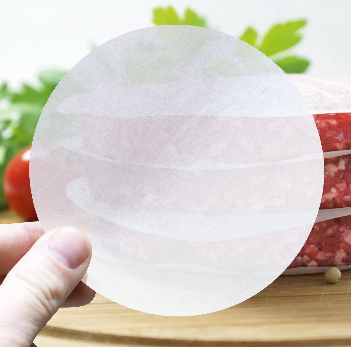 int!rend Burgerpresse Burgerpresse mit 3 Funktionen und 60 Backpapieren, Metall, Burgerpresse 3-in-1 mit 60 Backpapieren