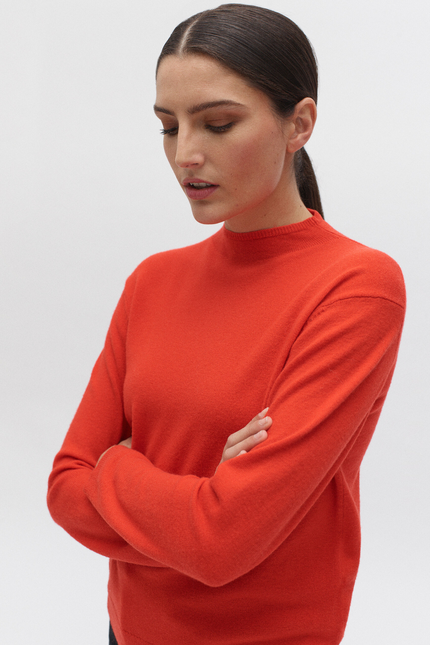 pull vera 100% laine orange femme