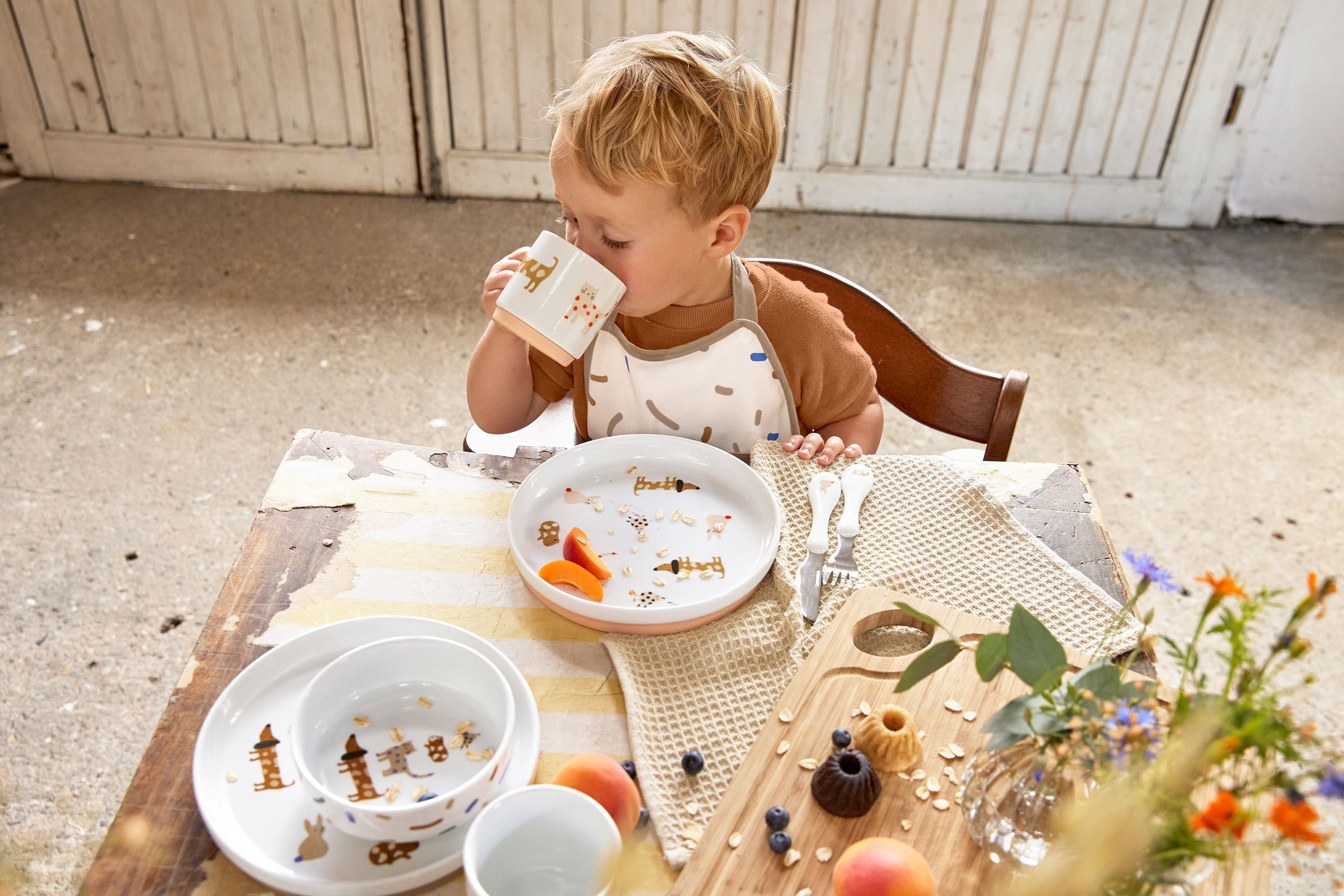 Kindergeschirr Set Porzellan - Little Mateys, Spicy orange