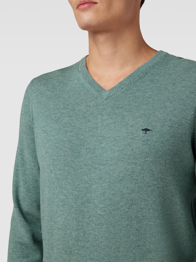 Strickpullover mit Logo-Stitching in lindgrün