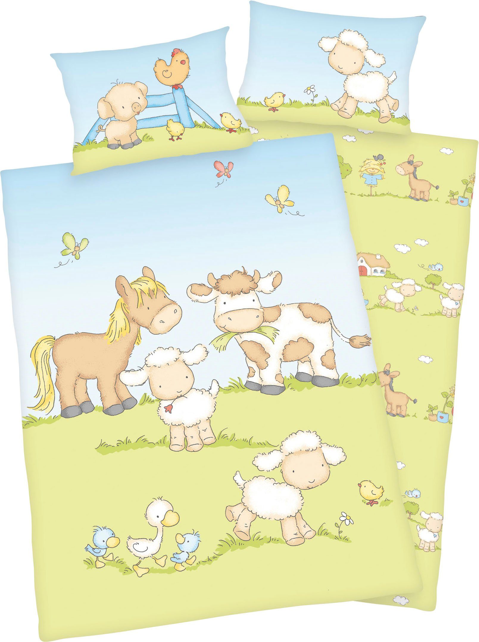Babybettwäsche Bauernhoftiere, Baby Best, Renforcé, mit niedlichem Tier Motiv