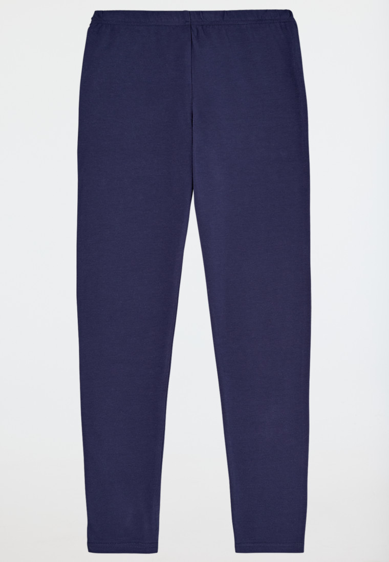 Schlafanzug lang Plüsch-Shirt Leggings nachtblau - Nightwear