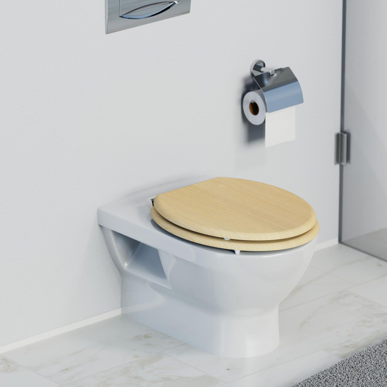 Schütte MDF WC Sitz NATURAL WOOD,Toilettendeckel mit Absenkautomatik, Holzkern