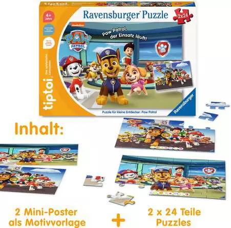 Kinderpuzzle ab 4 Jahren - tiptoi® Puzzle für kleine Entdecker: Paw Patrol - 24 Teile