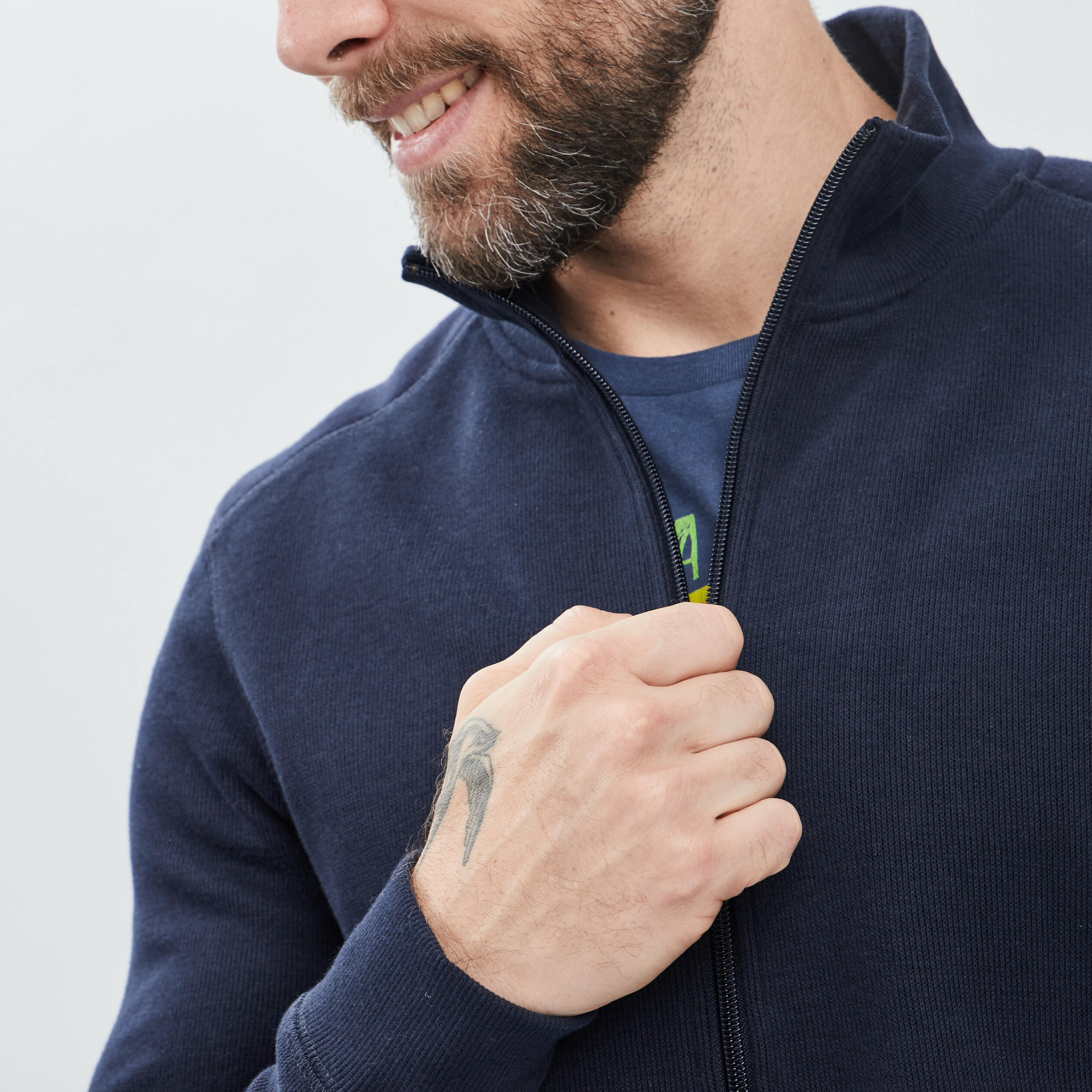 Gilet zippé avec col montant bleu marine homme | La Halle