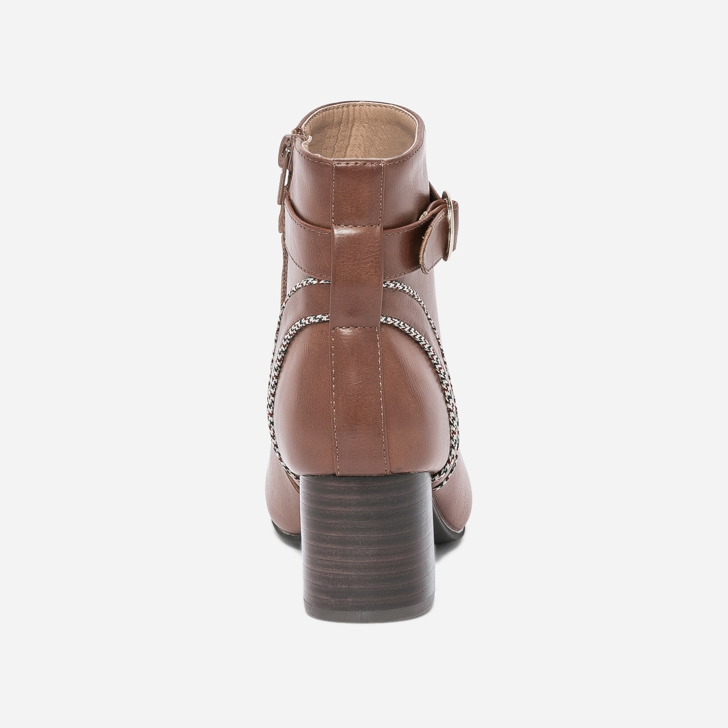 Boots cognac avec biais pied-de-poule