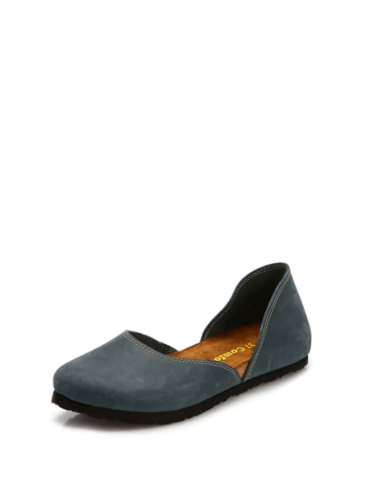 Comfortfusse Leder-Ballerinas in Dunkelblau günstig kaufen