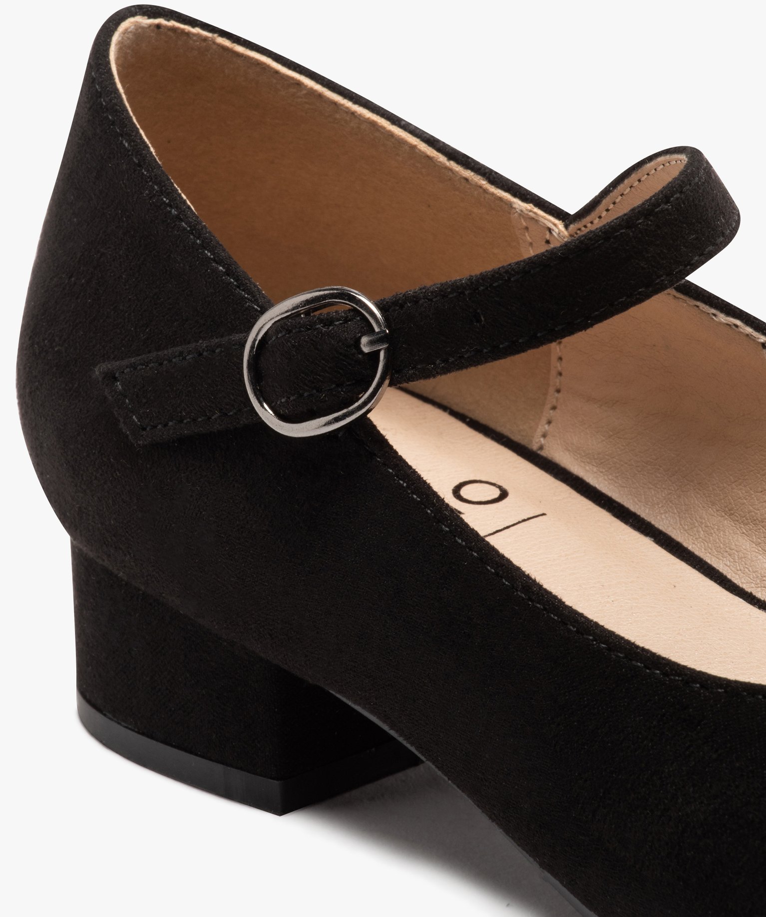 Ballerines fille unies à talon carré et bride à boucle noir | GEMO
