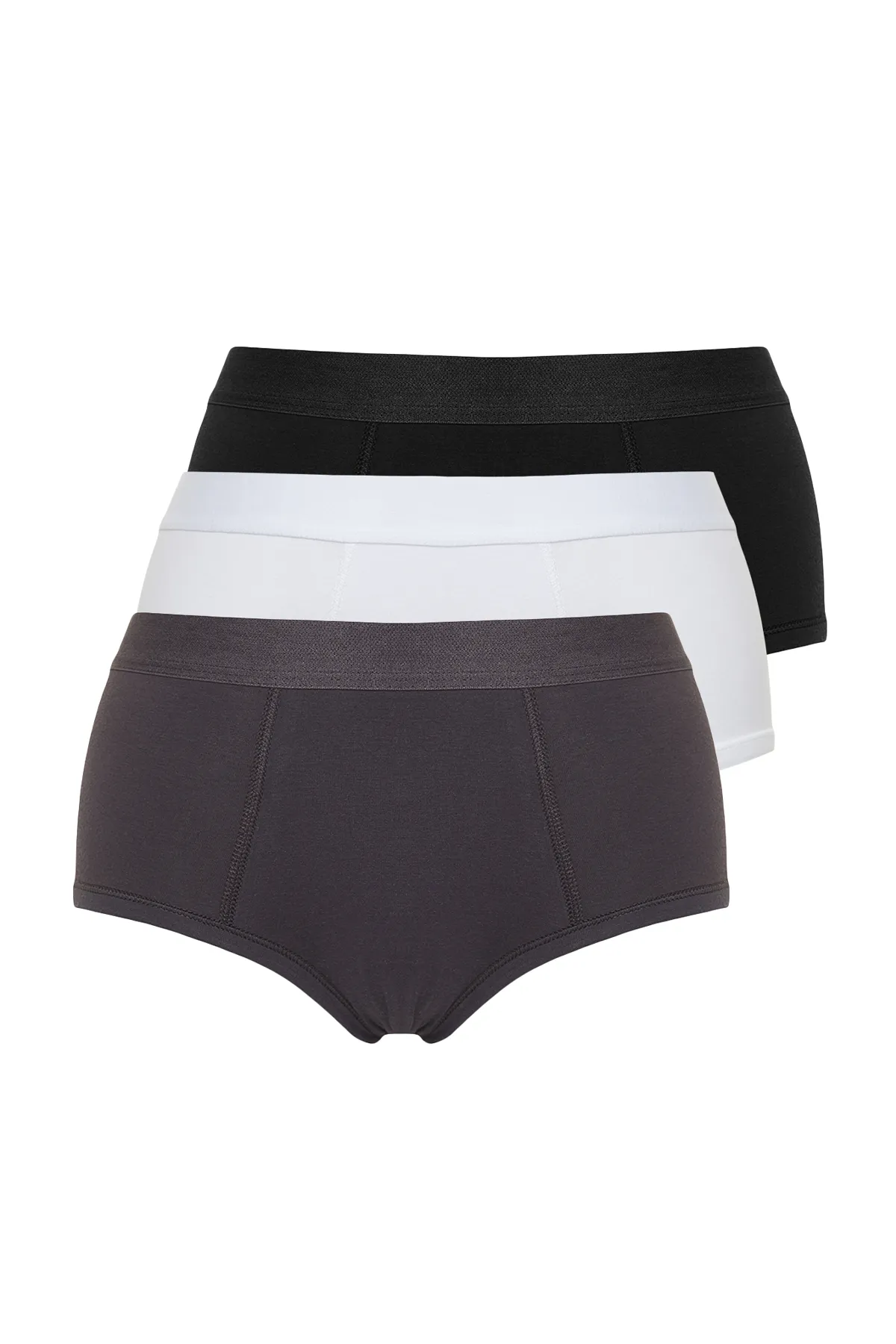 Trendyol Collection  Mehrfarbige Hiphugger-Strickhöschen aus Baumwolle im 3er-Pack THMSS24KU00007