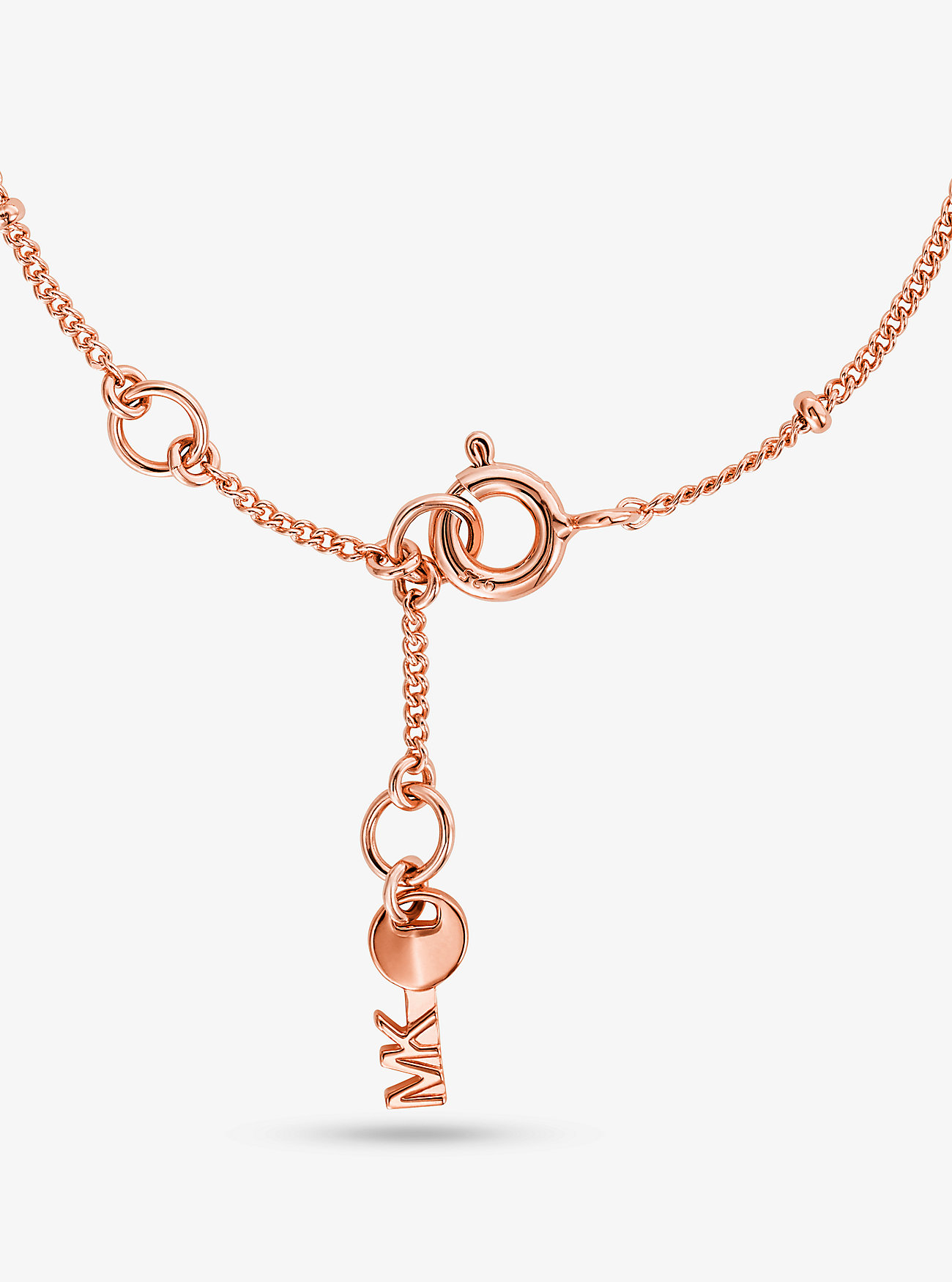 Precious Metal-Plated Sterling Silver Pavé Heart Bracelet - ROSE GOLD