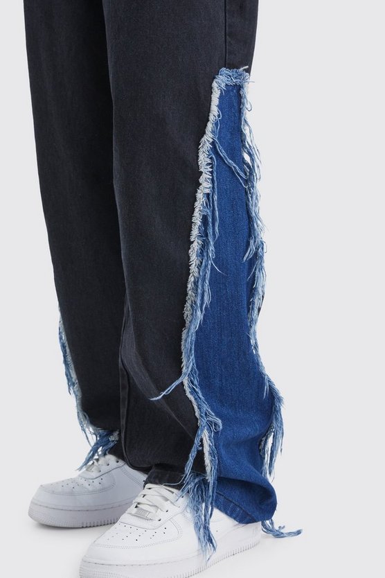 Lockere gespleißte Jeans in True Black
