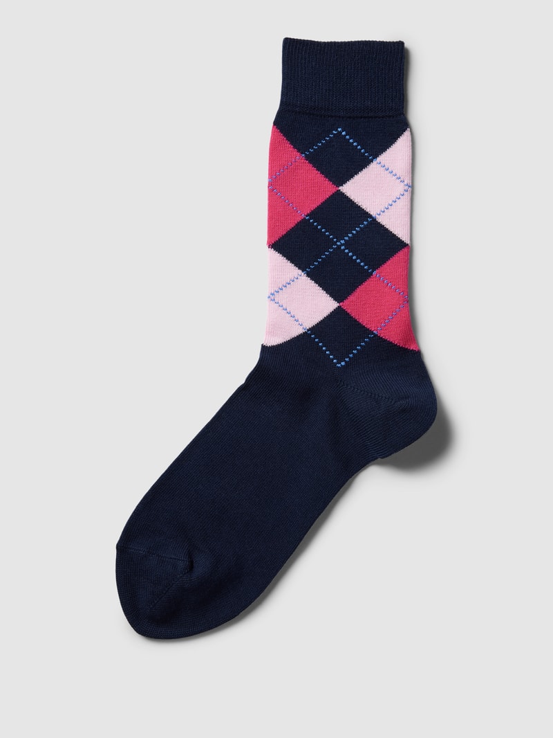Socken mit Zickzack-Muster Modell 'Queen' in dunkelblau