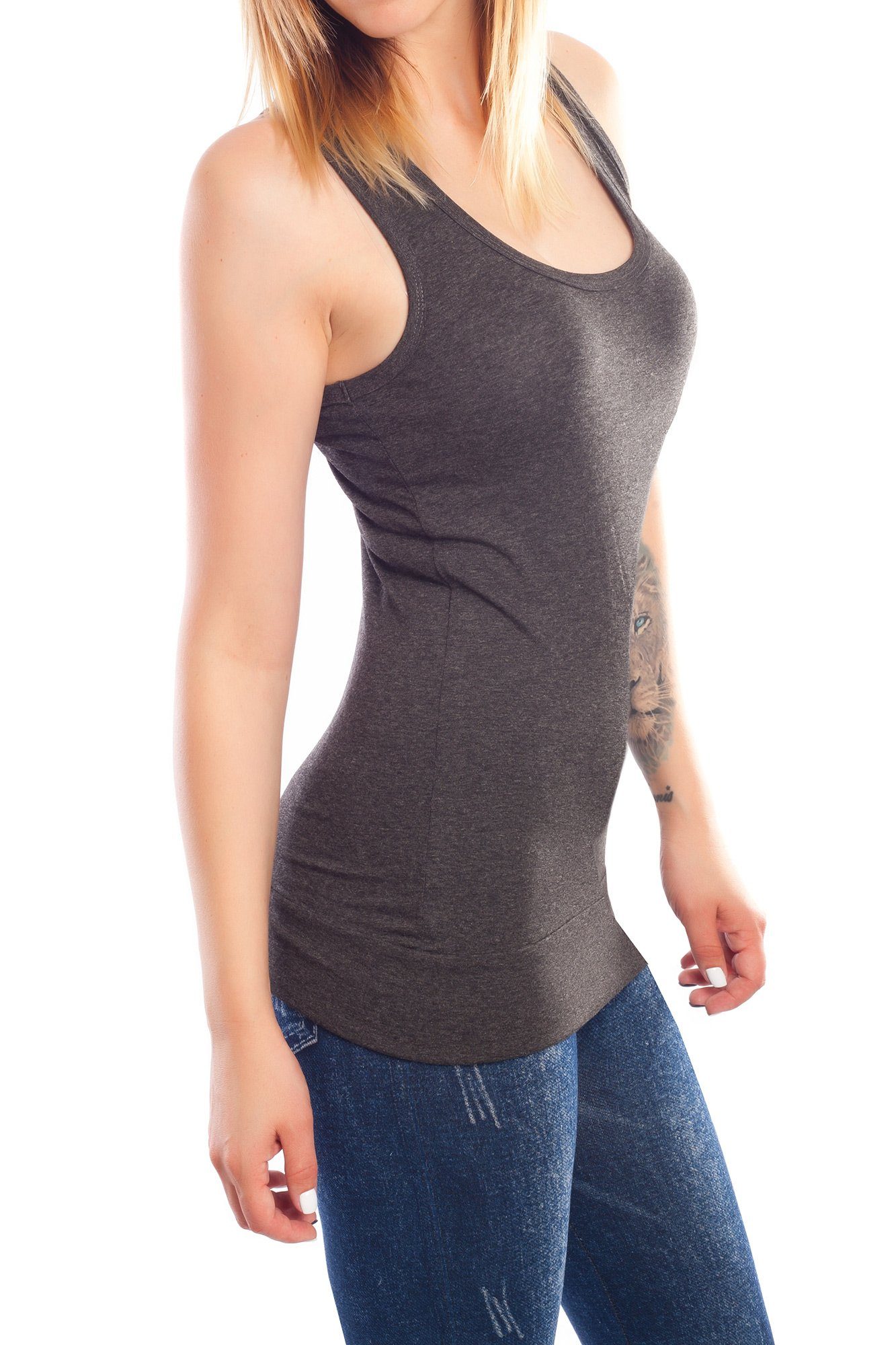 Bongual Ringertop Damen Tanktop Trägertop Sommertop Ringerrücken