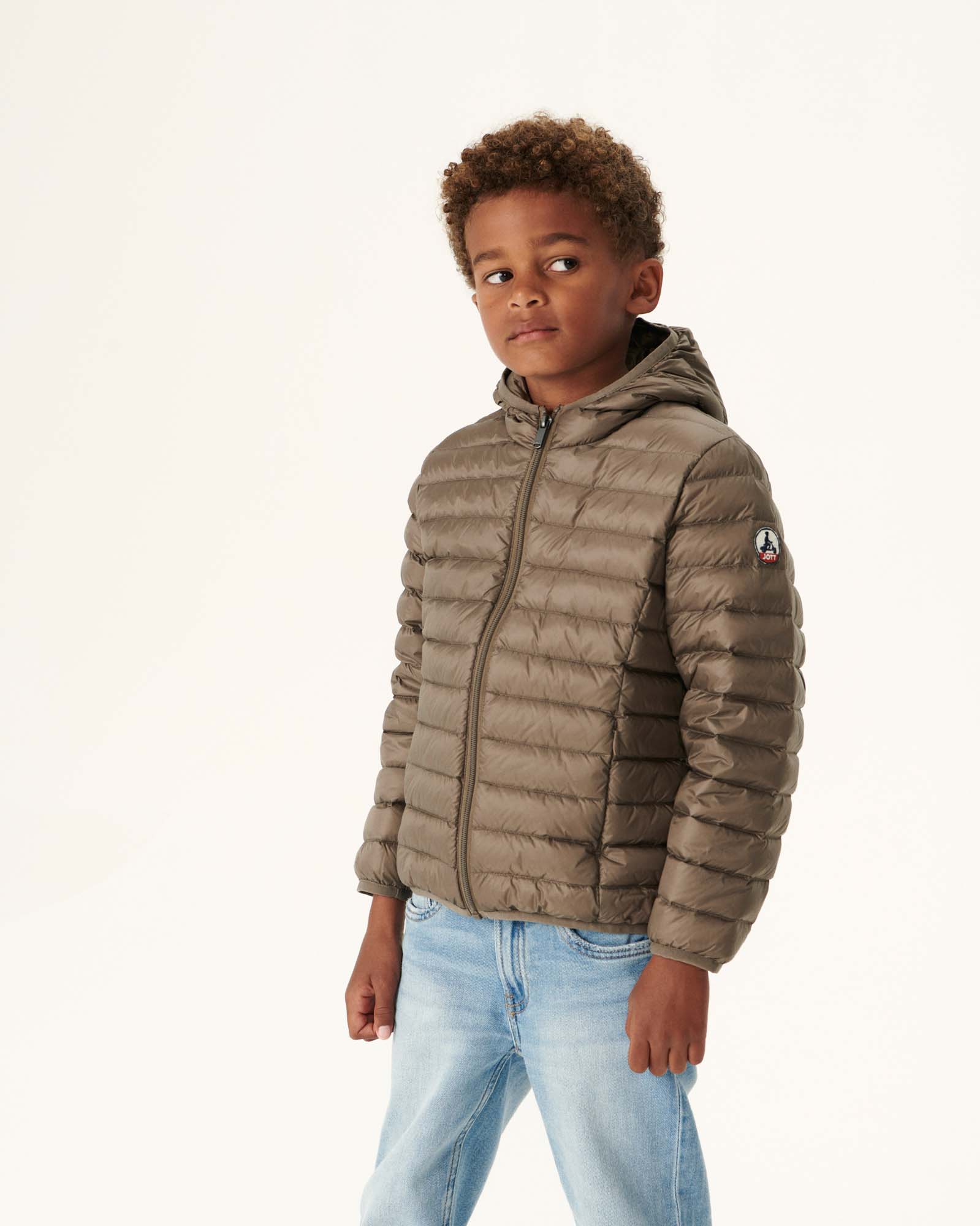 Doudoune légère à capuche enfant Taupe Hugo