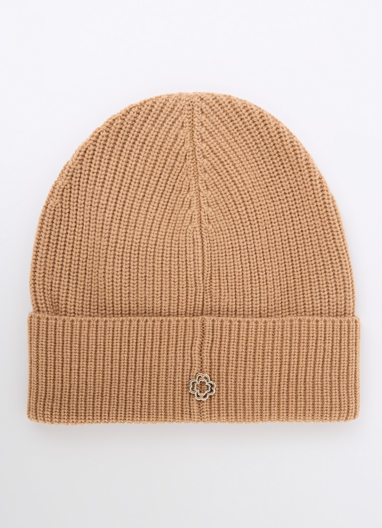 Maje Rib-knit hat in cashmere blend with logo