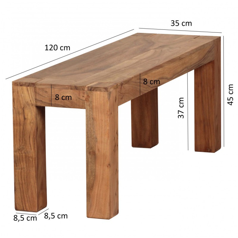 Wohnling Akazie Massivholz Esszimmer Sitzbank Bank 120 x 35 cm Holz
