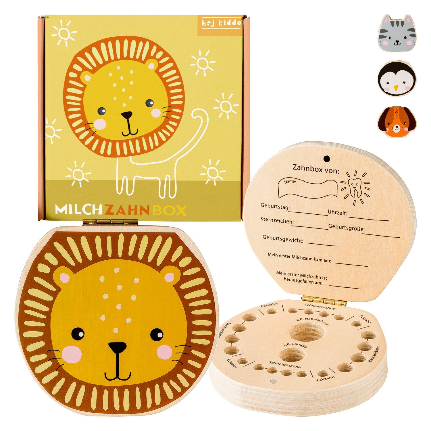 hej kiddo Zahndose Kinder Zahnbox mit Tiermotiven - Zahndose für Milchzähne - Zahnfeedose