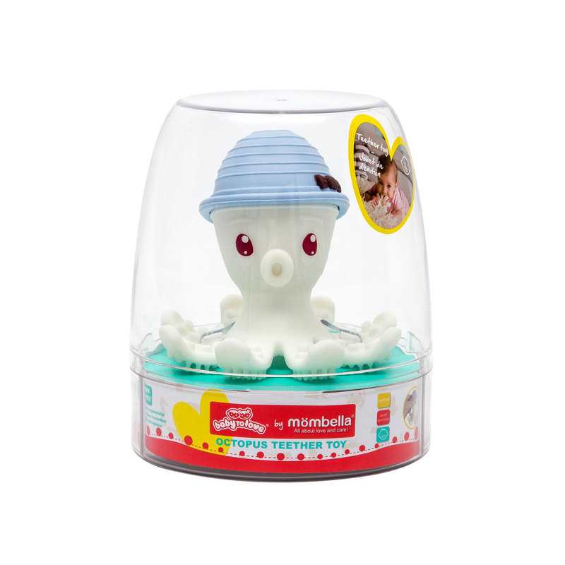Anneau de dentition pieuvre gris céleste Babytolove