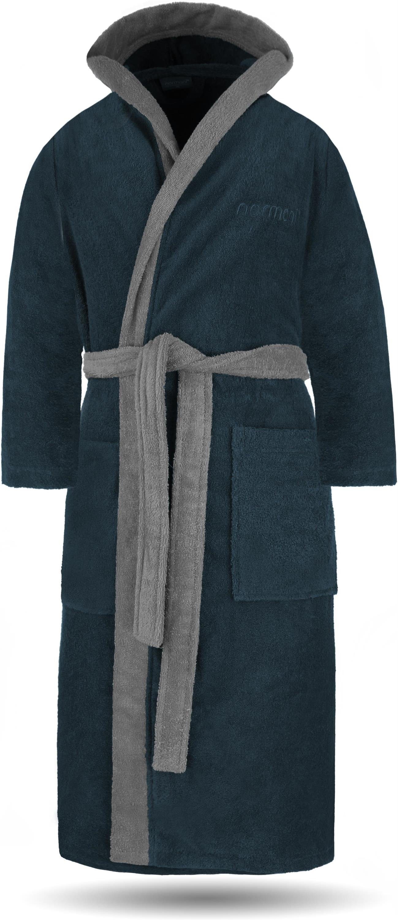 normani Bademantel Unisex Baumwoll Bademantel mit Kapuze Izmit, Baumwolle, Kapuze, Bindegürtel, Saunamantel aus 100 % Baumwolle für Damen und Herren