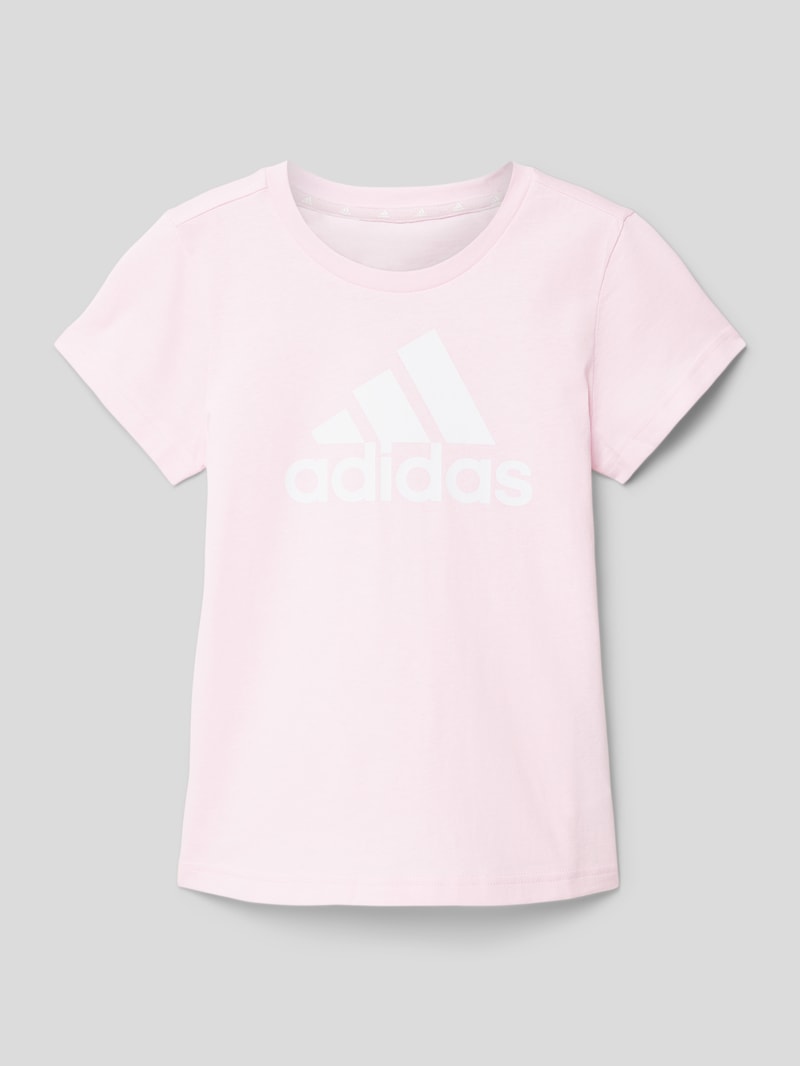 T-Shirt mit Label-Print in hellrosa